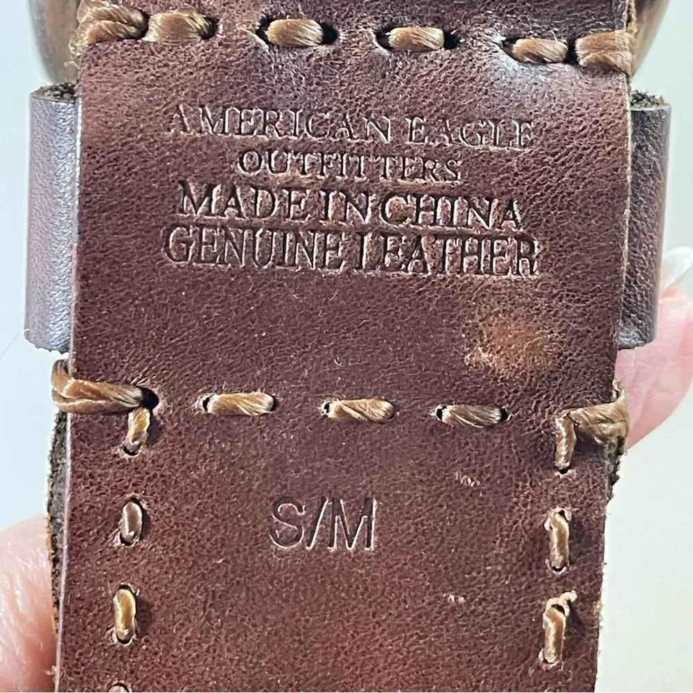 🔴American Eagle Outfitters Braided Distressed Leather Belt with Silver Studs